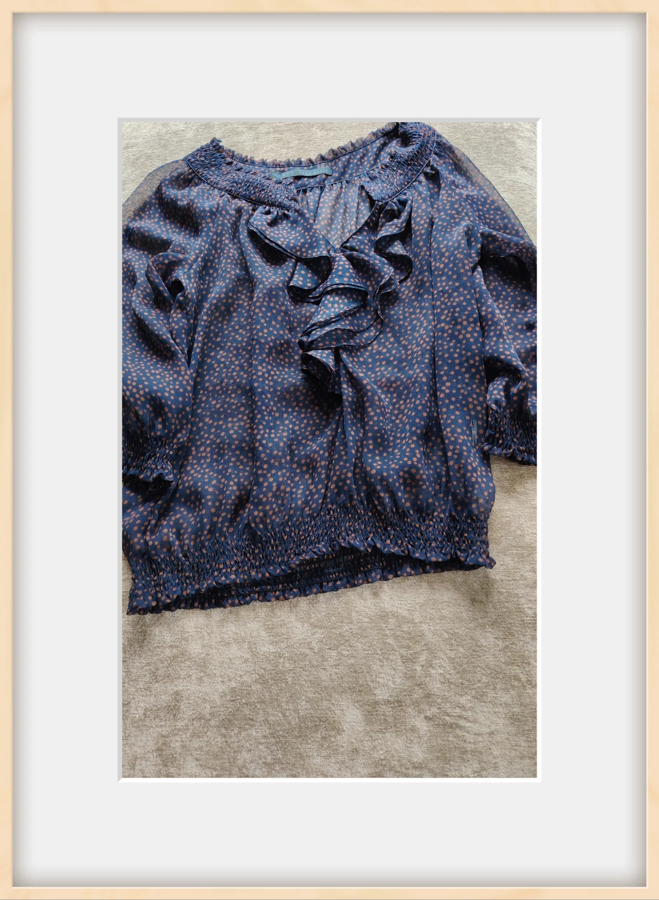Navy ruffle chiffon blouse 🌊
