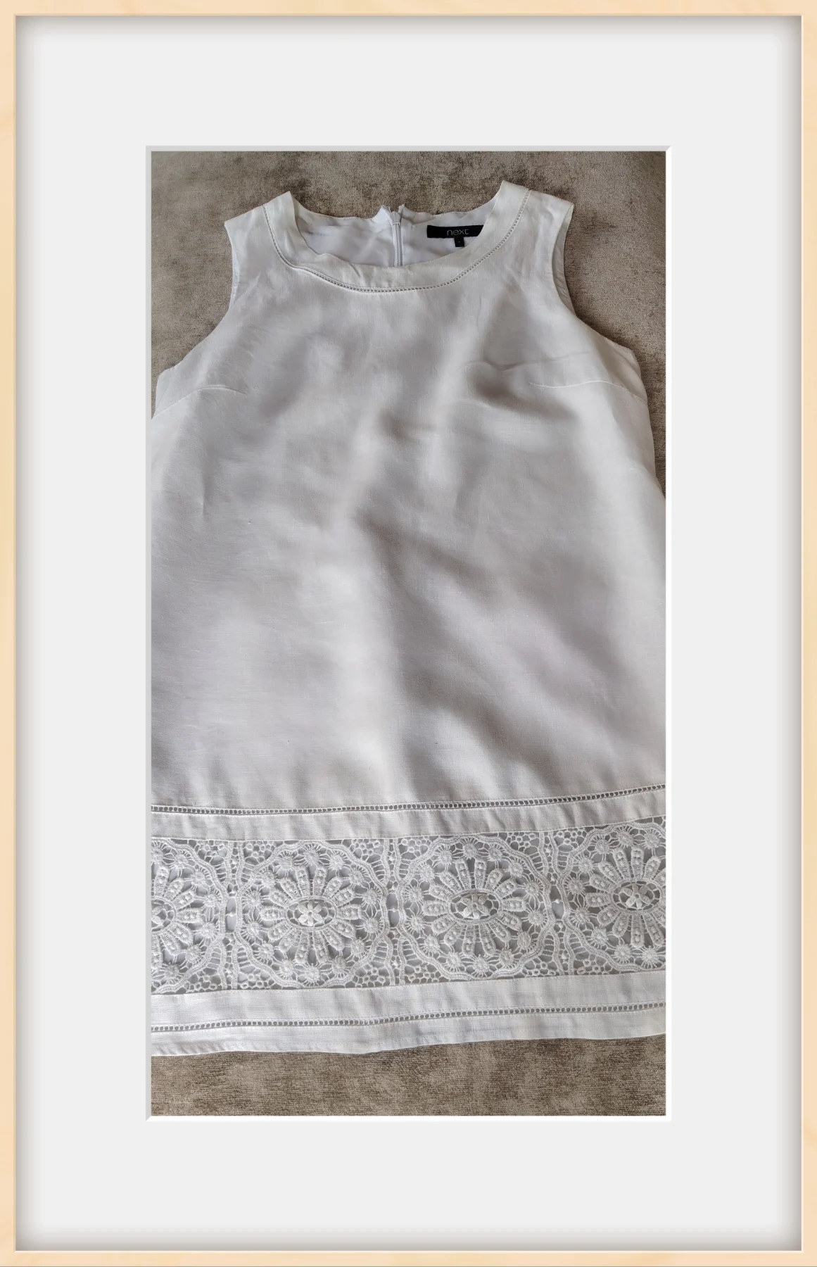 Next white linen shift dress lace hem XL