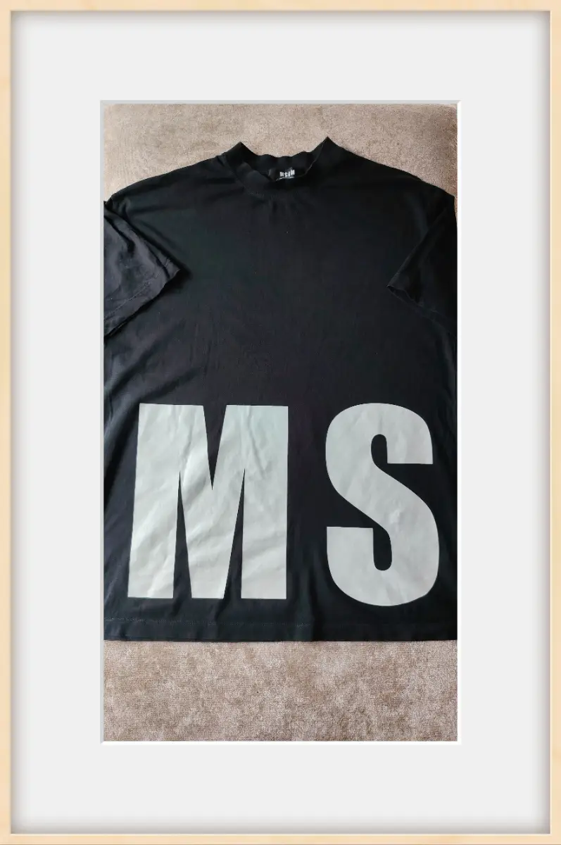 MSGM oversized mock neck logo tee — black