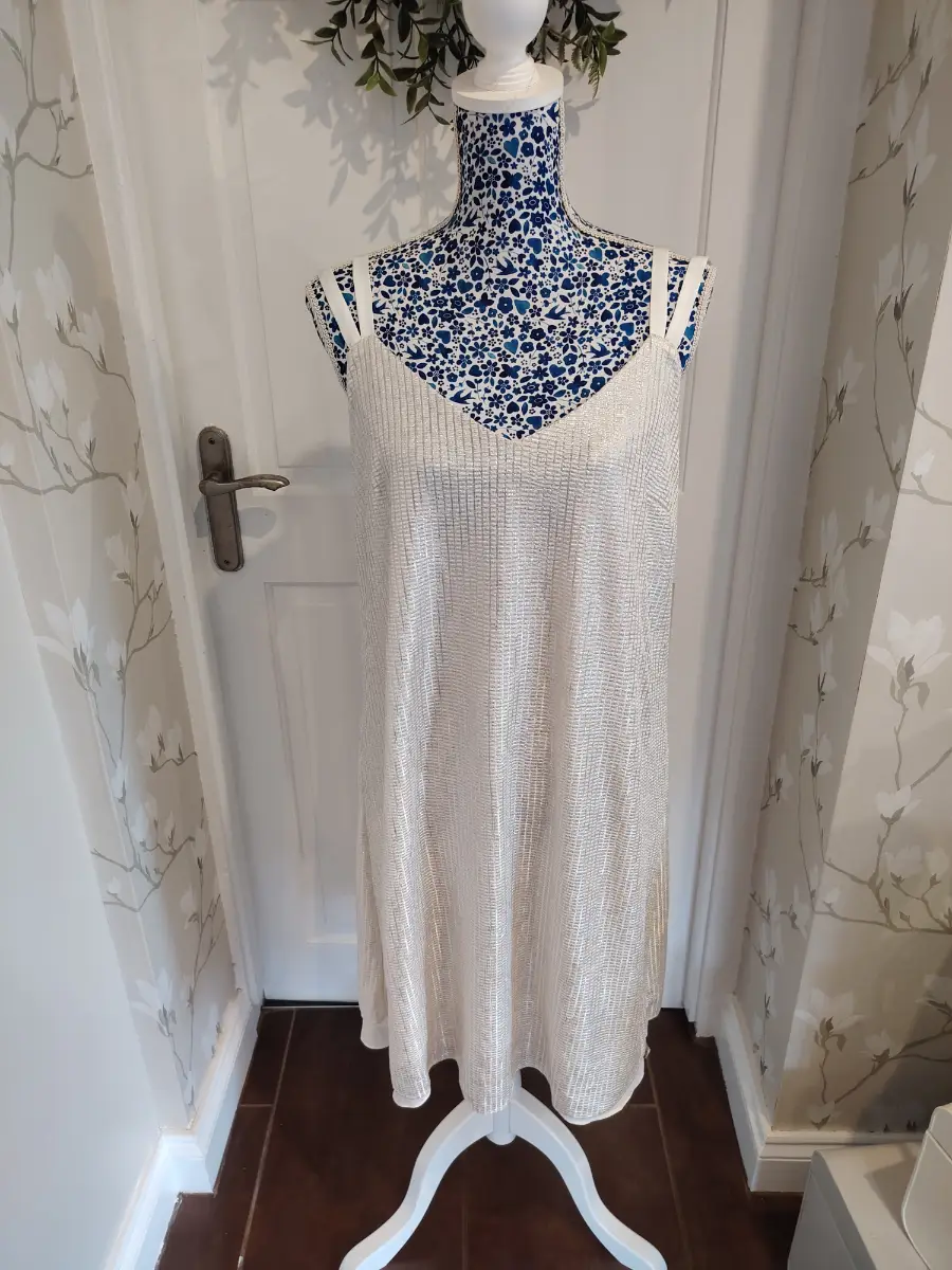 Cream knit midi dress coastal summer vibes