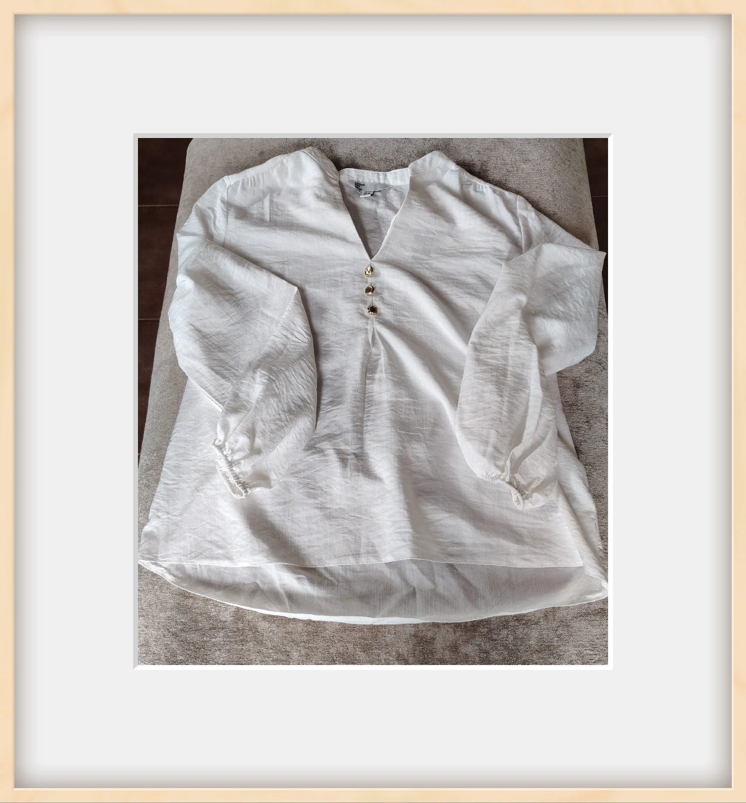White linen blouse gold buttons coastal girl aesthetic ✨