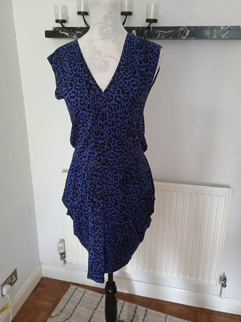 Ladies warehouse blue animal print dress size 10