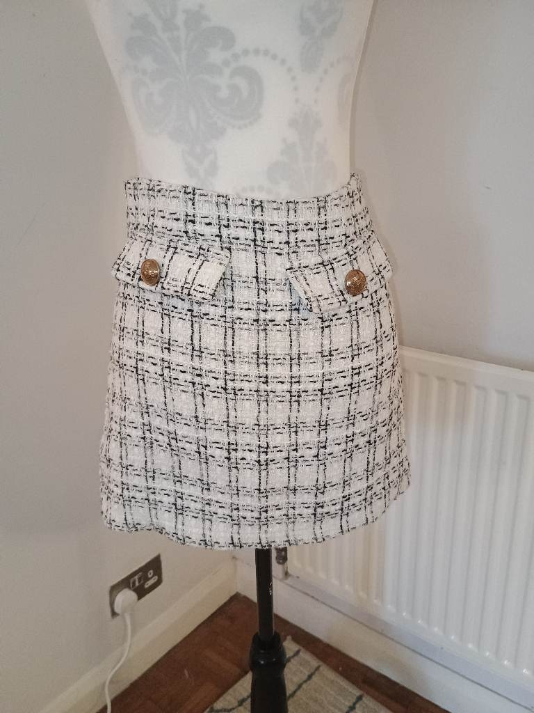 Ladies Tweed Style Mini Skirt