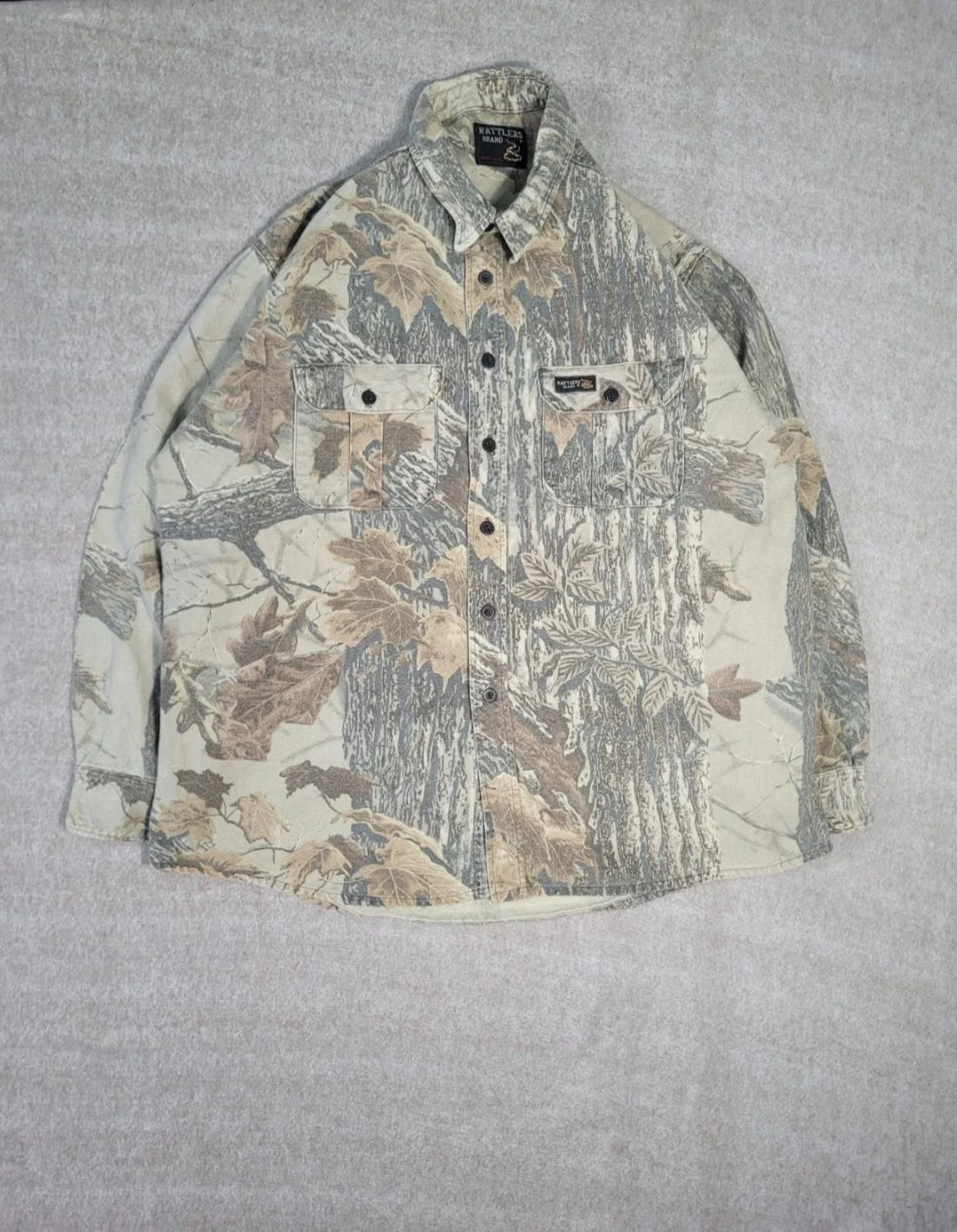 Rattlers Brand Mens Size XXL Real Tree Shacket Button Up Shirt Long Sleeve Camo