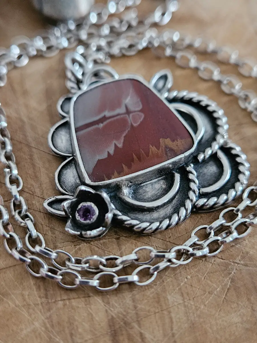 925 silver Montana agate southwestern necklace