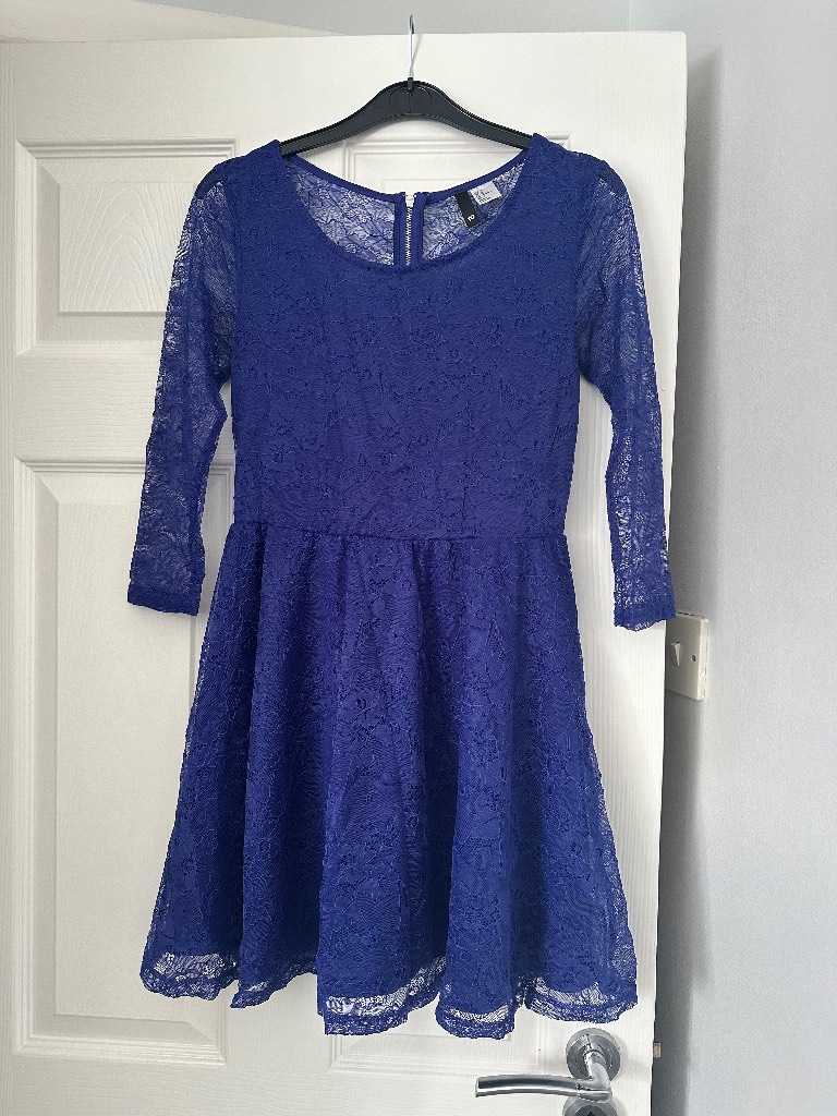 Elegant Blue Purple Lace Dress