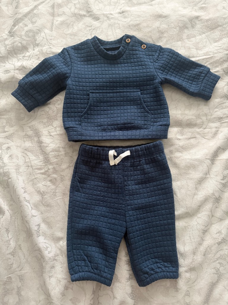 Tu Navy Blue Quilted Baby Boy Set 0-3 Months