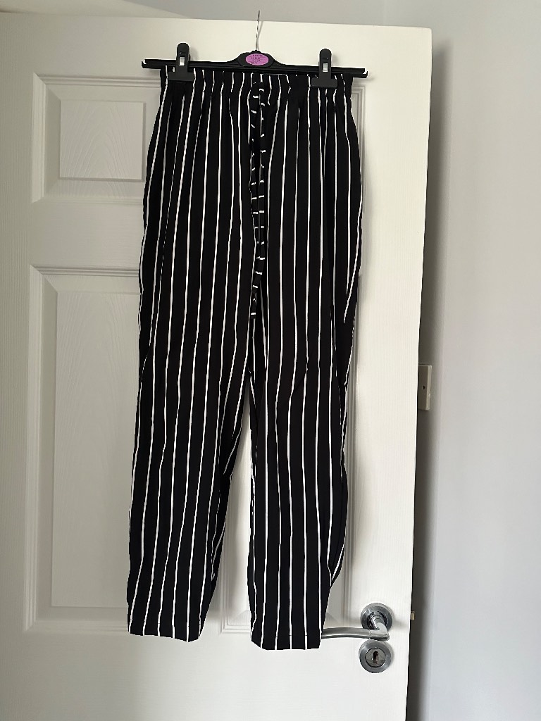 Black & white striped trousers
