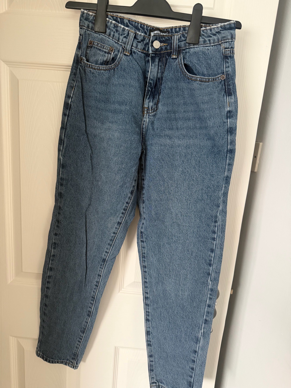 Momokrom Mid-Blue High Waisted Mom Jeans - Size 8