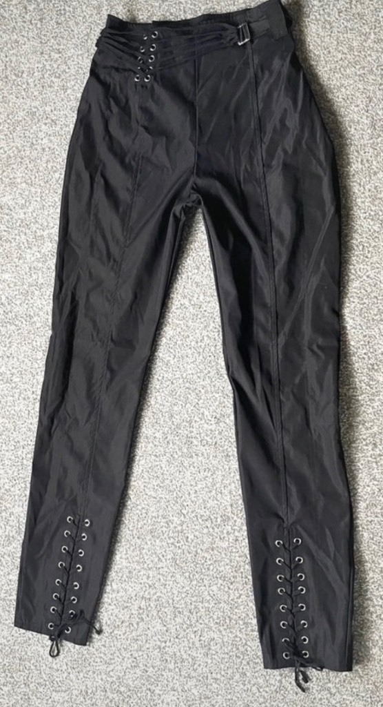 Missguided black lace-up skinny trousers 6-8