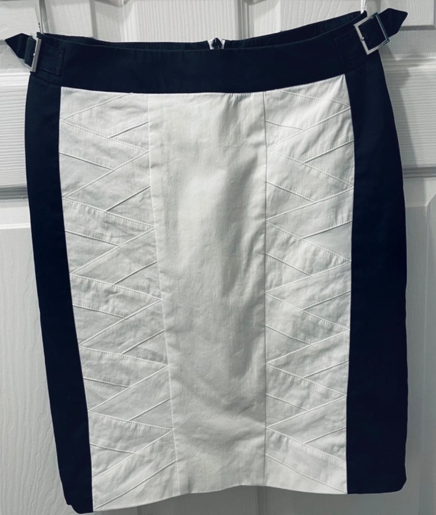 KAREN MILLEN Black & White Geometric Design Fitted Pencil Skirt Size 8