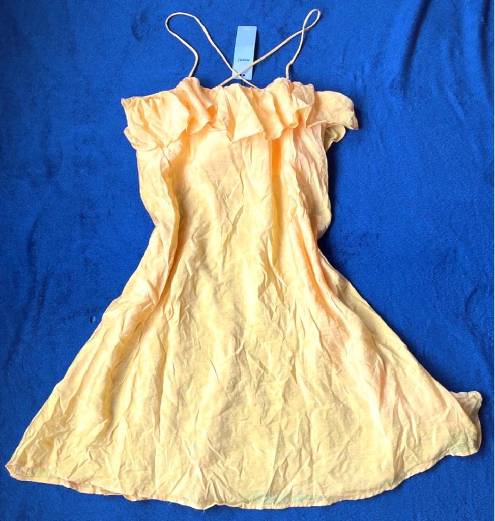 Moves yellow spaghetti strap summer dress 8