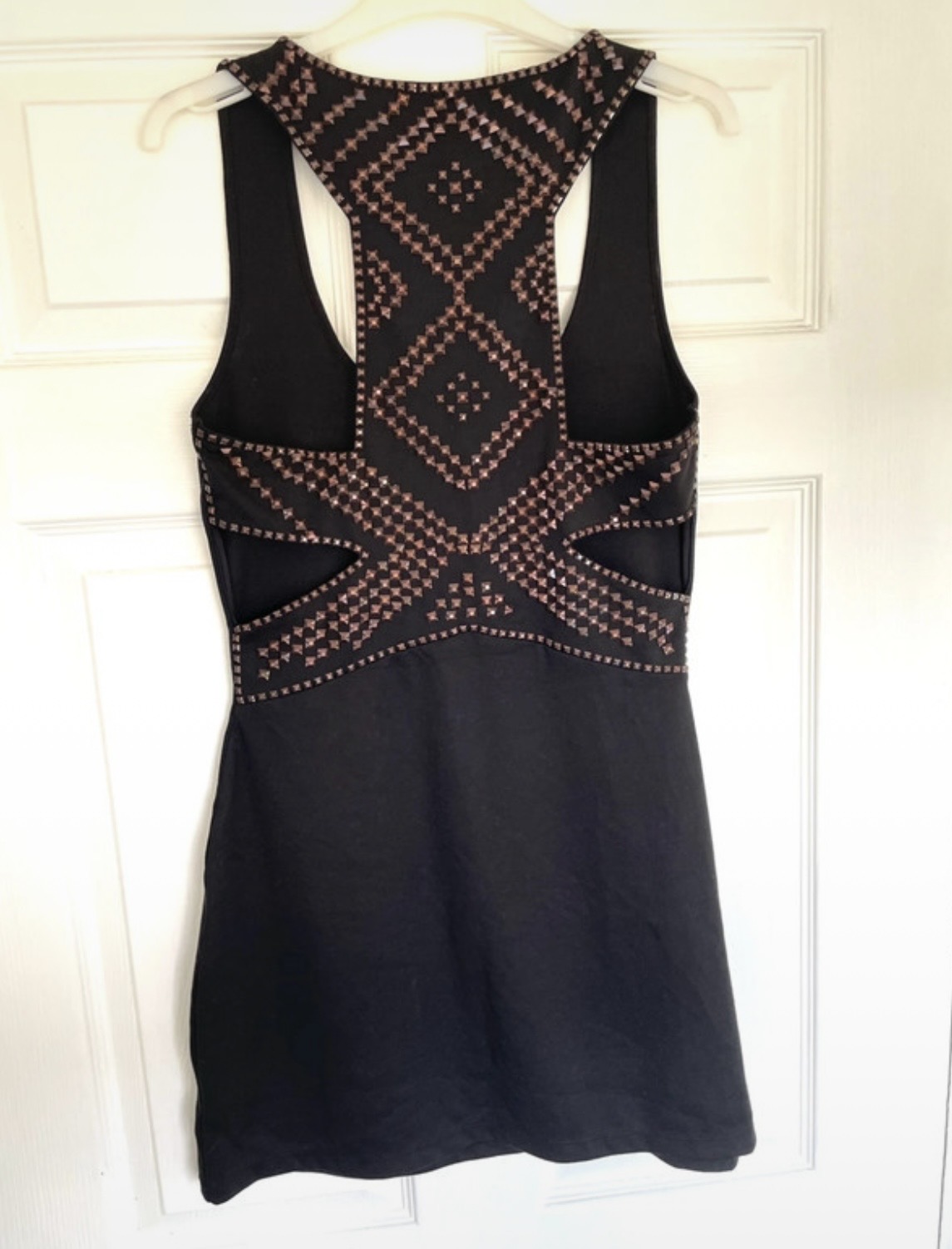 TED BAKER Black Women's Cut Out Studded Back Bodycon Dress Size Size 2 UK 10