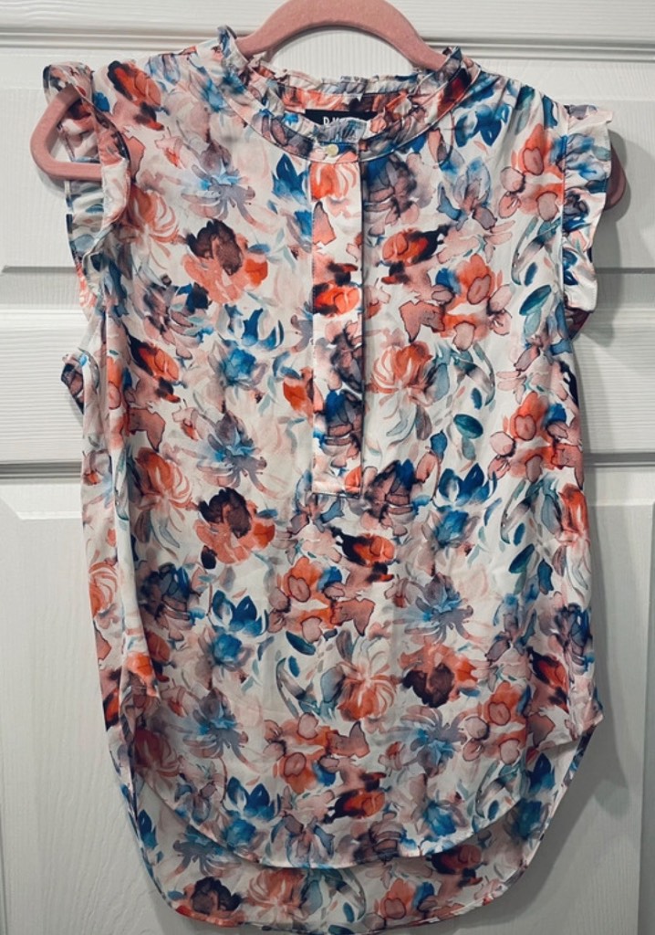 DKNY floral  frill blouse size S