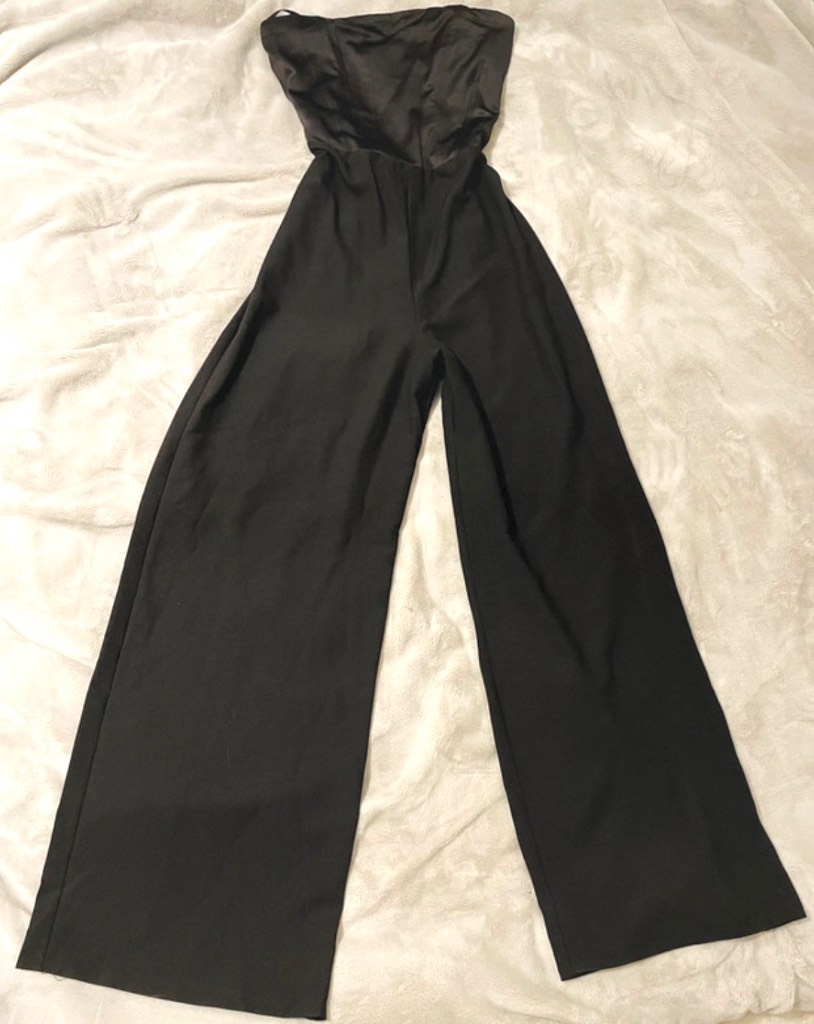 Miss Selfridge Black Corset Wide Leg Jumpsuit Size 10