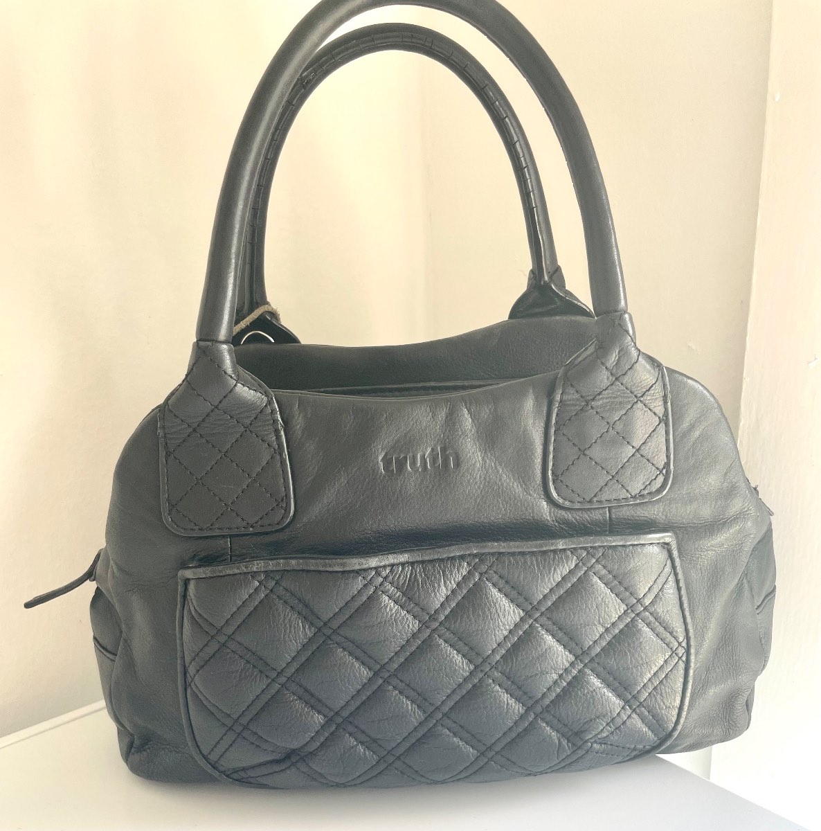Truth Black Y2K Quilted Genuine Leather Handbag