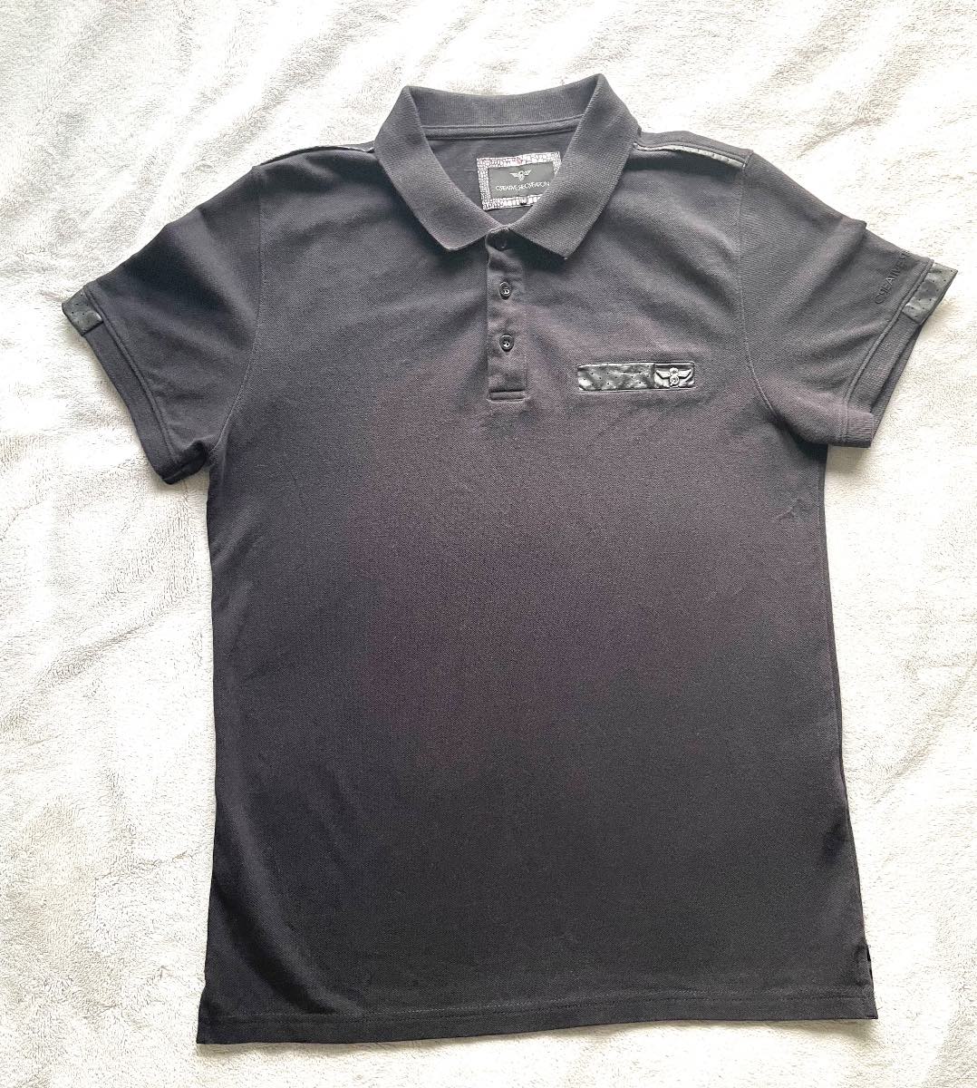 Creative Recreation Men's Black Short Sleeve Polo Shirt Size Medium Cotton