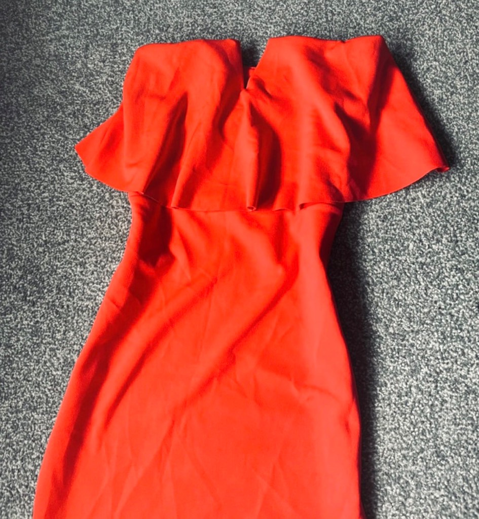 Quiz orange crepe bandeau knee length dress 8