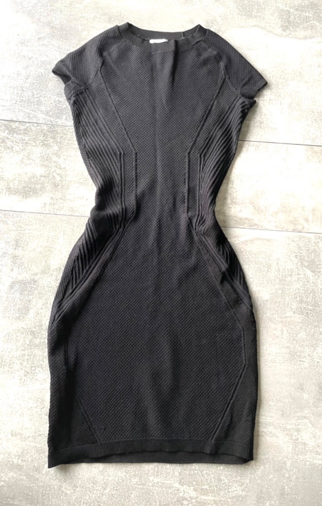 H&M black midi textured dress S