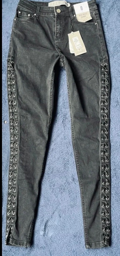 Primark high waist lace up skinny jeans 8