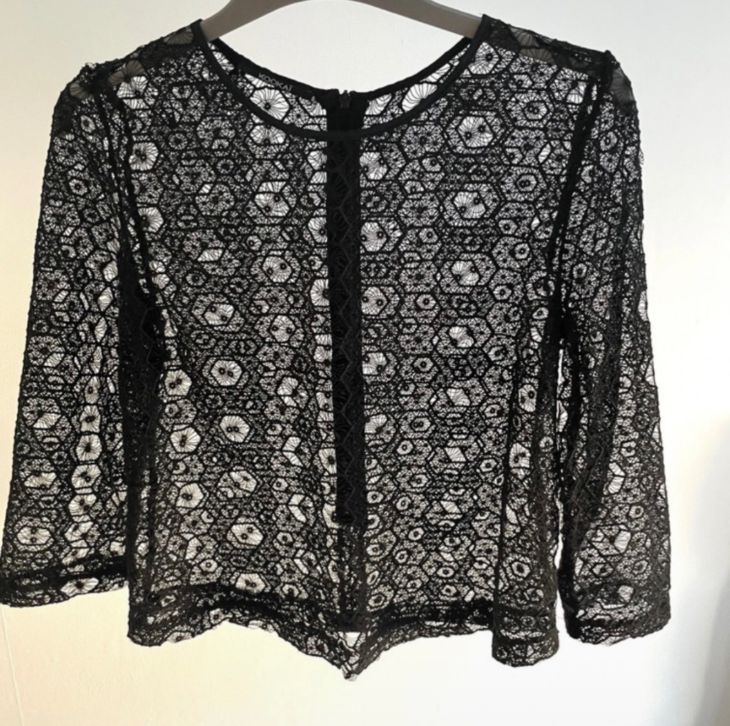 Kookai Women’s Y2K  Black Crochet Knit Lace Top XS
