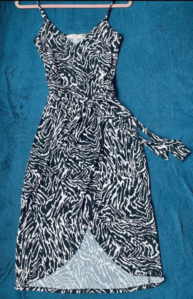 Oasis zebra print wrap midi dress XS