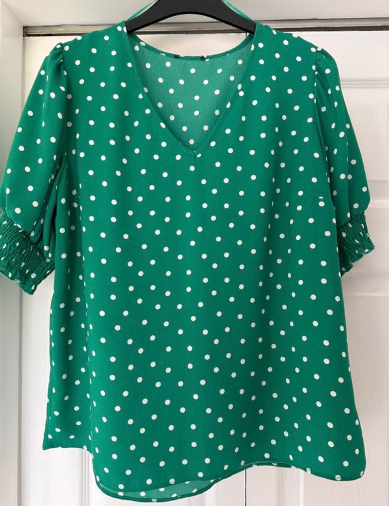 Roman green spotted short sleeve top