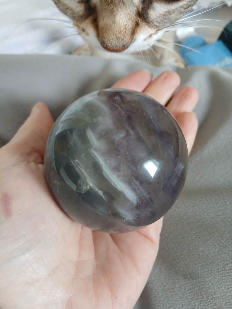 Large 64mm Rainbow Fluorite Crystal Sphere | Purple Green Fluorite Ball | Natural Crystal