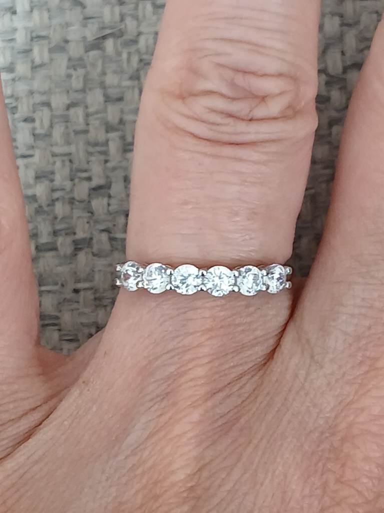 S925 Sterling Silver 7 Stone CZ Ring Size L1/2