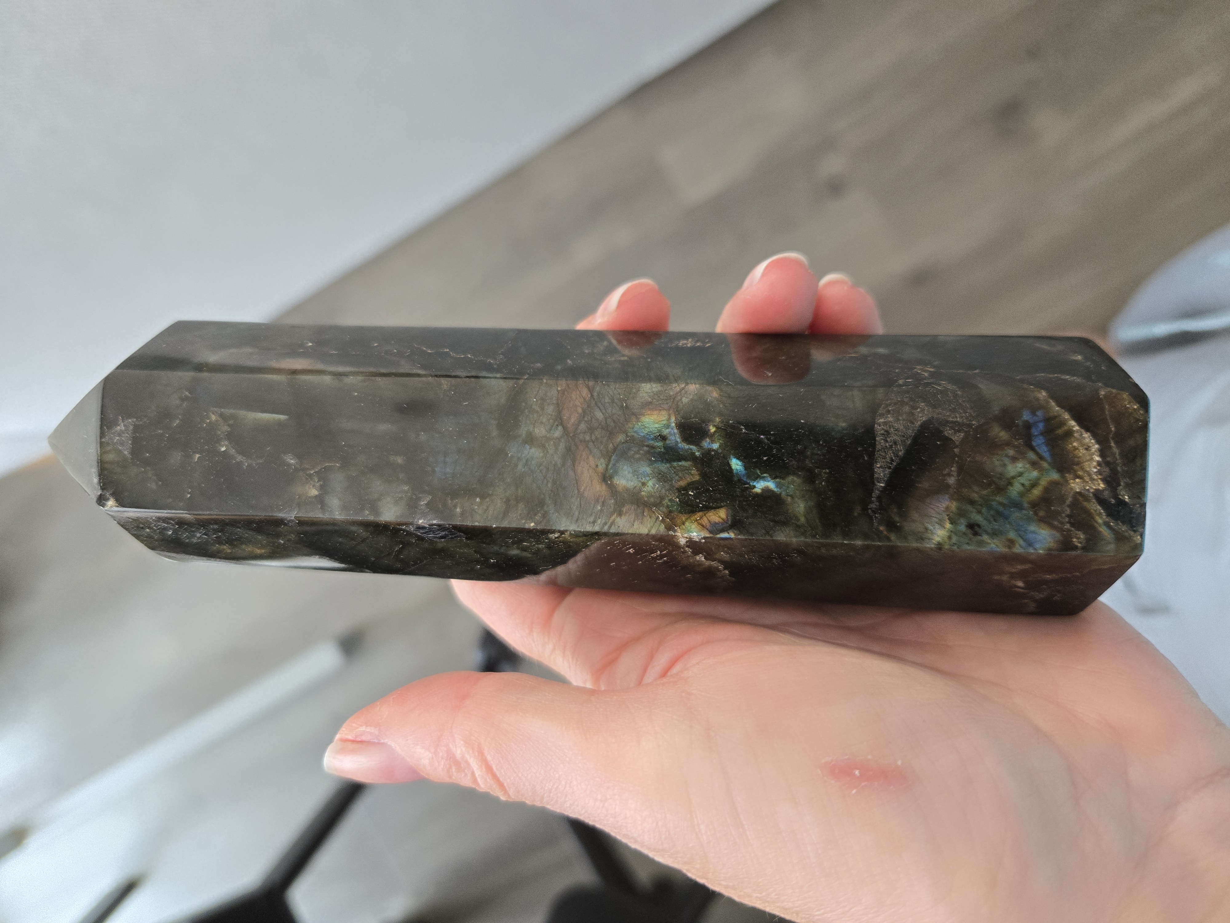 Large Natural Labradorite Tower  over 500g– Polished Crystal Display Piece