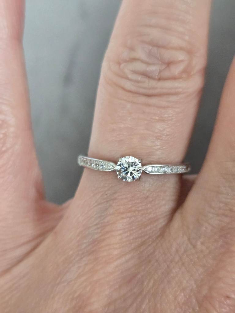 0.3ct Moissanite Ring S925 Sterling Silver Solitaire Engagement Ring GRA Tested Size N 1/2 UK 7