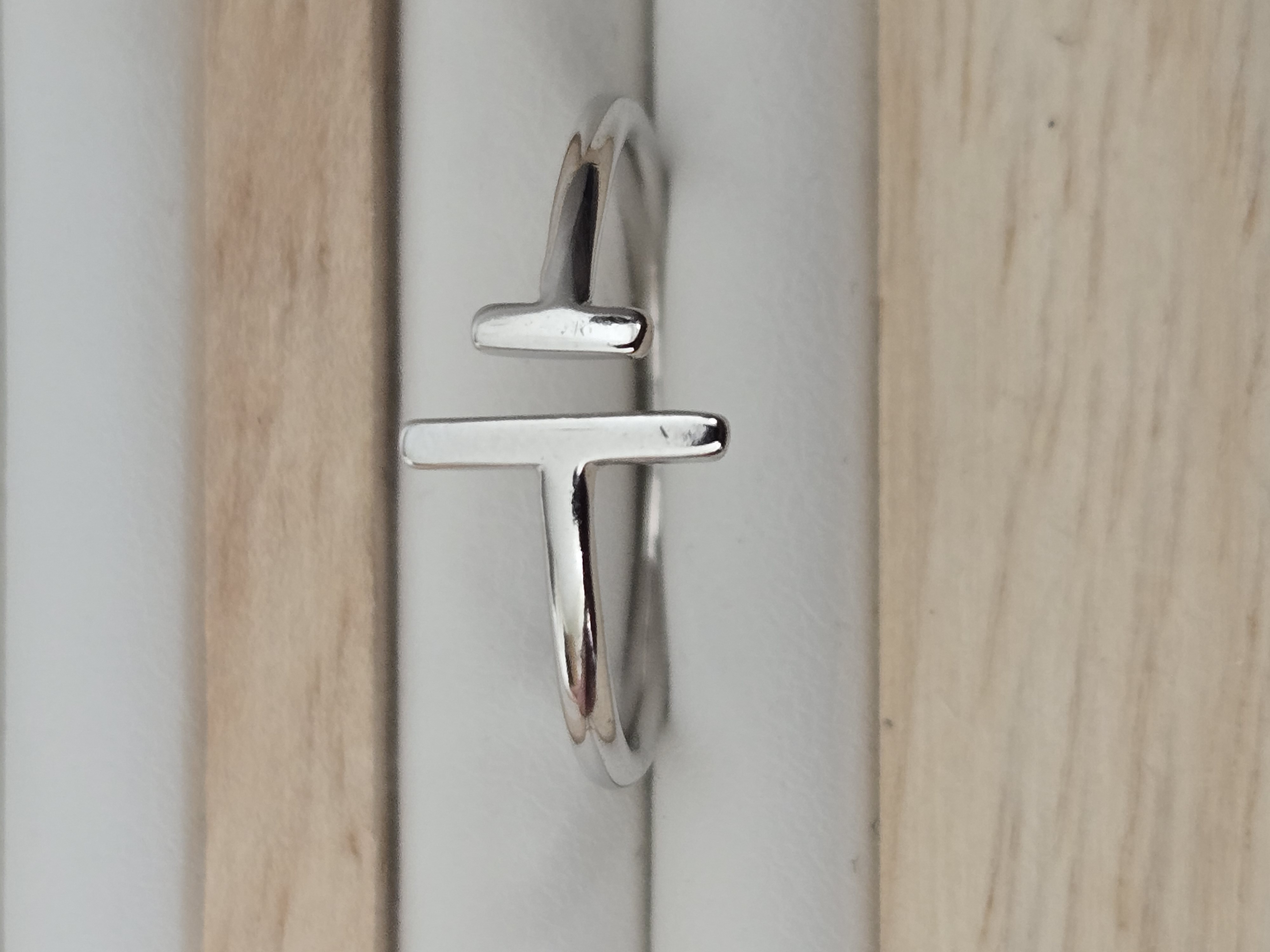 S925 Sterling Silver Minimalist Double Bar Ring | Open Geometric Design