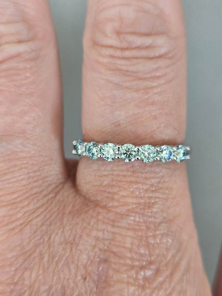0.7ct Light Blue Moissanite Eternity Band Ring 925 Sterling Silver Size 9 UK R½