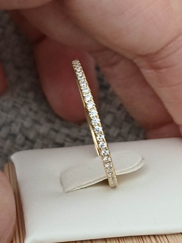 S925 Sterling Silver Gold Plated Full Eternity Ring – Micro CZ Stone Band