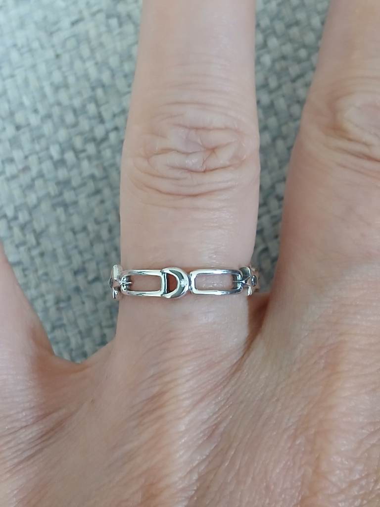 925 Sterling Silver Celestial Link Ring Moon & Star Size O