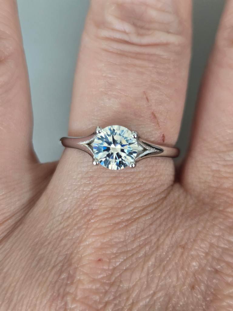 1CT Moissanite Solitaire Ring S925 Sterling Silver GRA Report Size P Engagement Ring