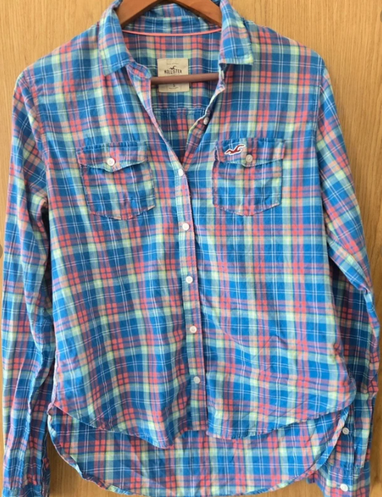 Hollister colourful checked shirt / size small / 100% cotton