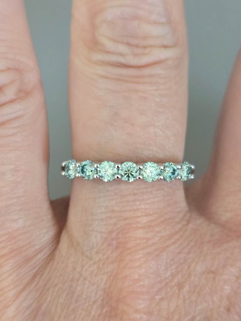 0.7ct Light Blue Moissanite Eternity Band Ring 925 Sterling Silver Size 8 UK Q½