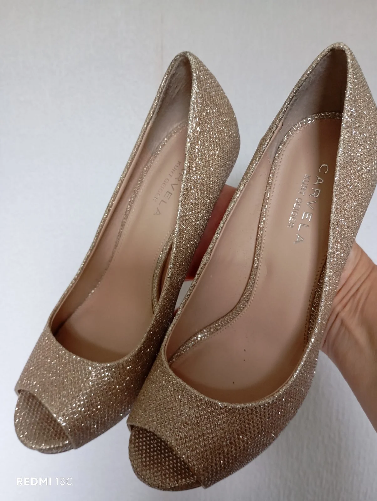 Size 37/UK4 Kurt Geiger Carvela 4":heel shimmery evening shoe, Champagne evening