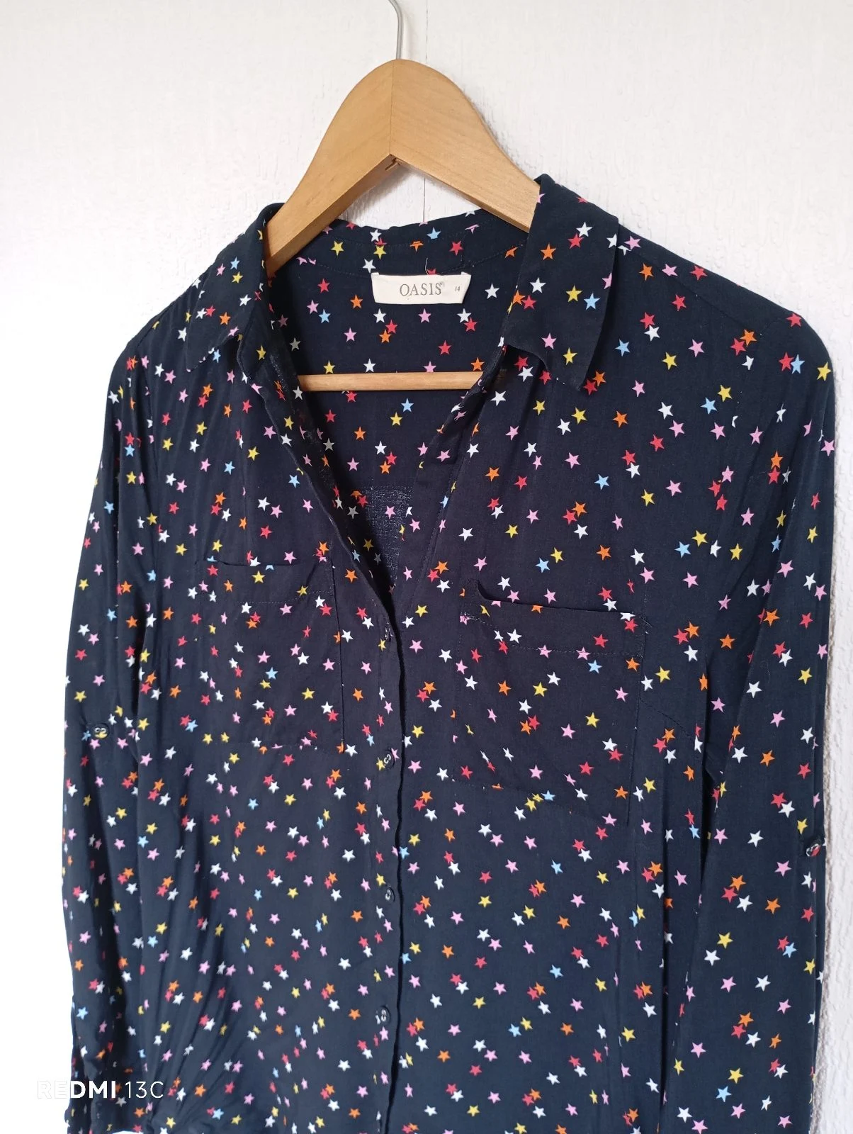 Size 14 Oasis all-over star print blouse, office/smart/casual