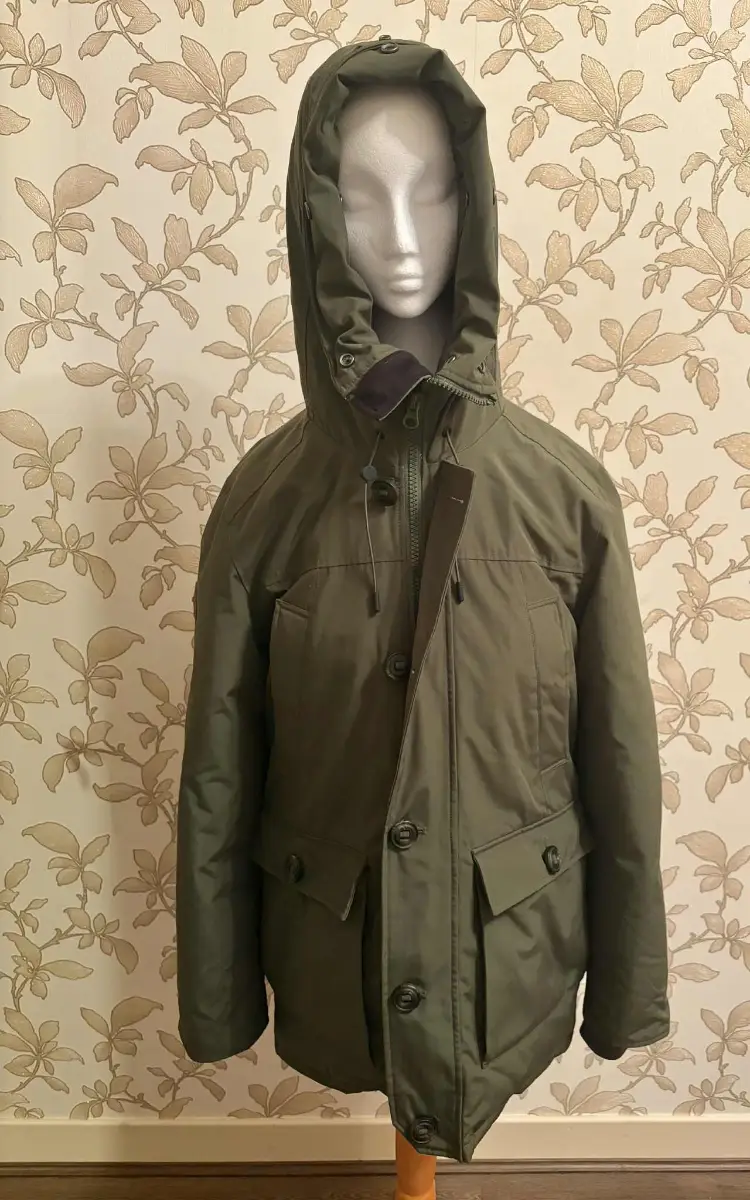 Men's Superdry Down Fill Hooded Parka Jacket Olive Green