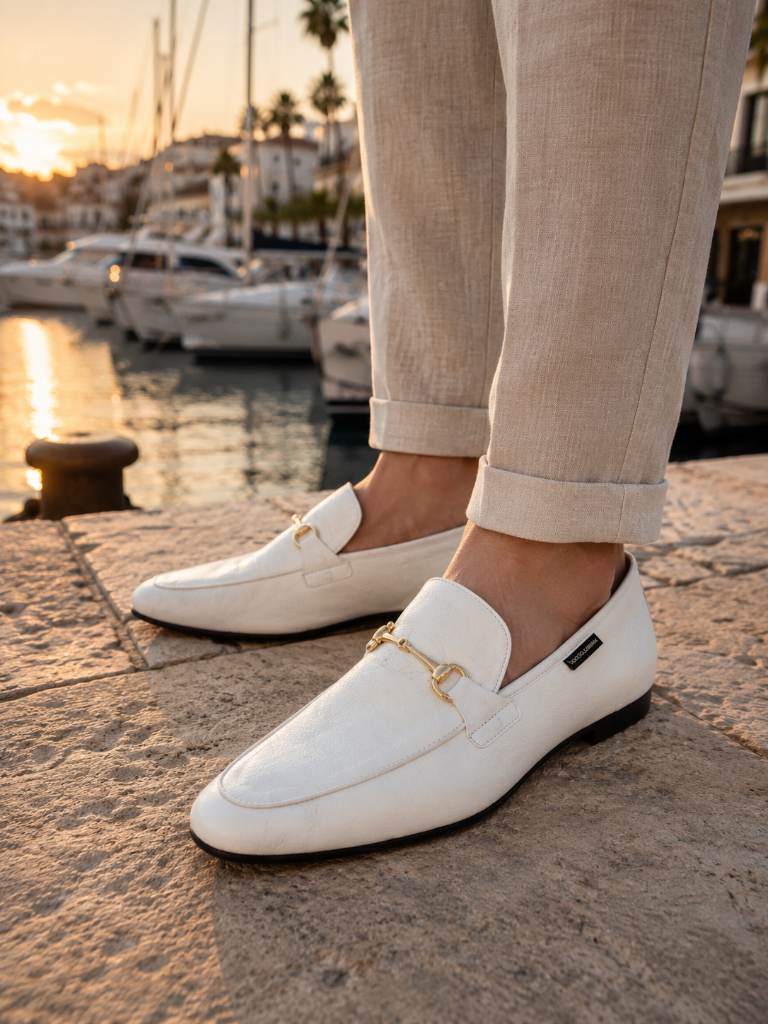 Russell & Bromley White Leather Horsebit Loafers UK 9 / EU 43 – Made in Italy