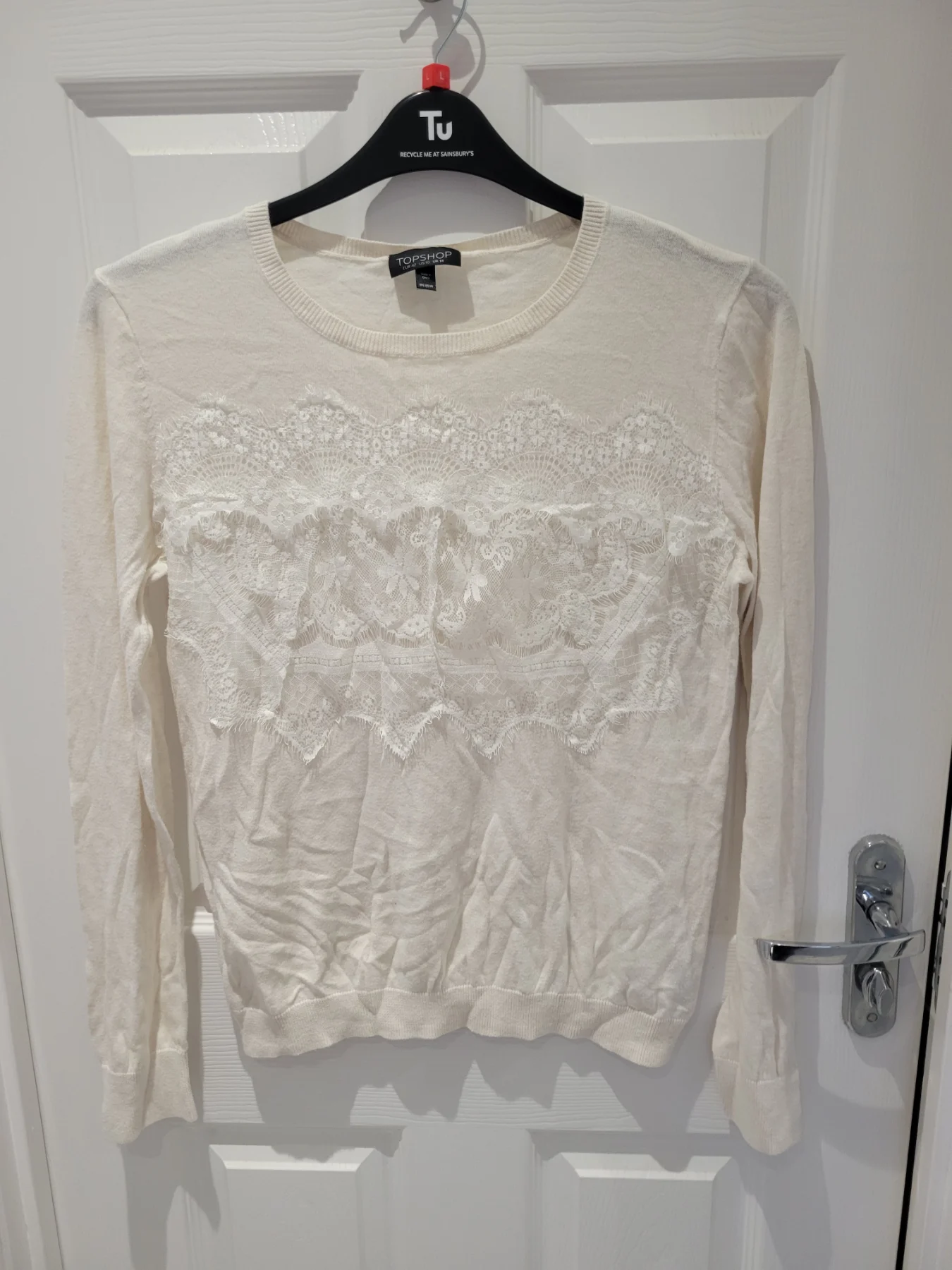 Topshop 💯 cotton sweater size 12/14 cream good condition