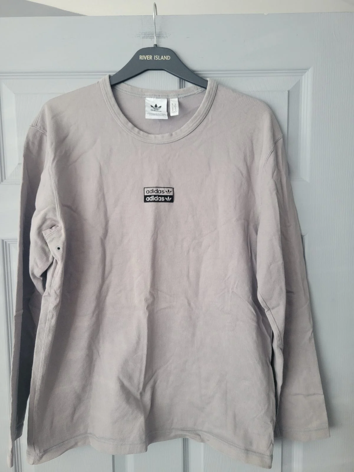 Adidas grey long sleeved top cotton men's medium Good condition