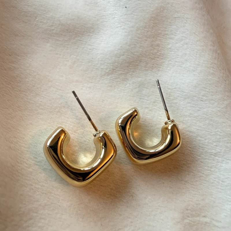 small metallic square hoop earrings chunky lightweight square hoops