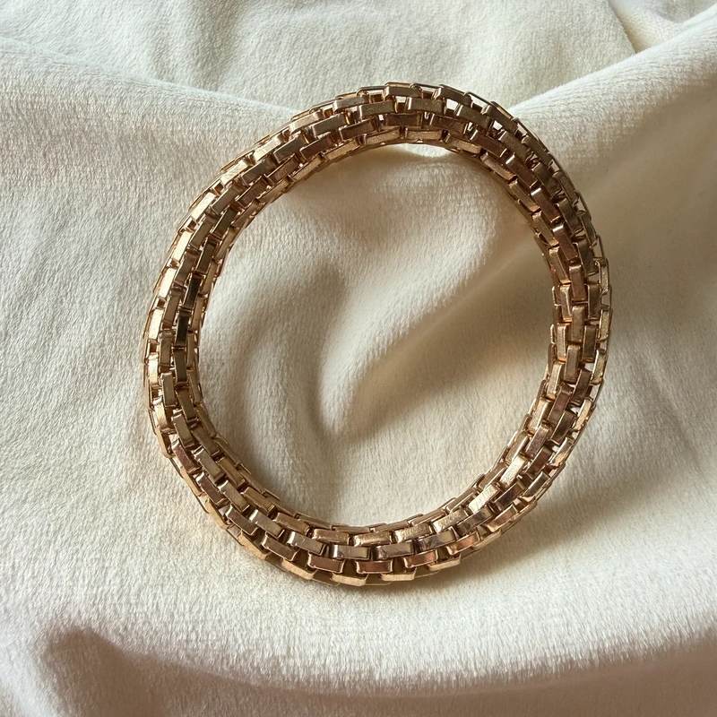 gold tone intertwined chain bracelet stretchy bangle