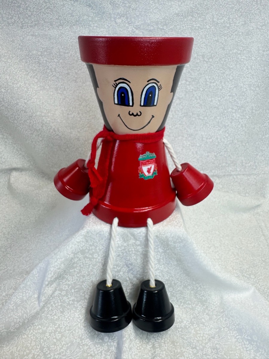 Hand Painted Liverpool Footballer Pot | Unique Football Fan Gift & Decor