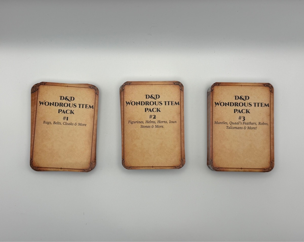 D&D DnD Wondrous Item Cards Set | 180 Magic Item Loot Cards for 5e RPGs & Dungeon Masters