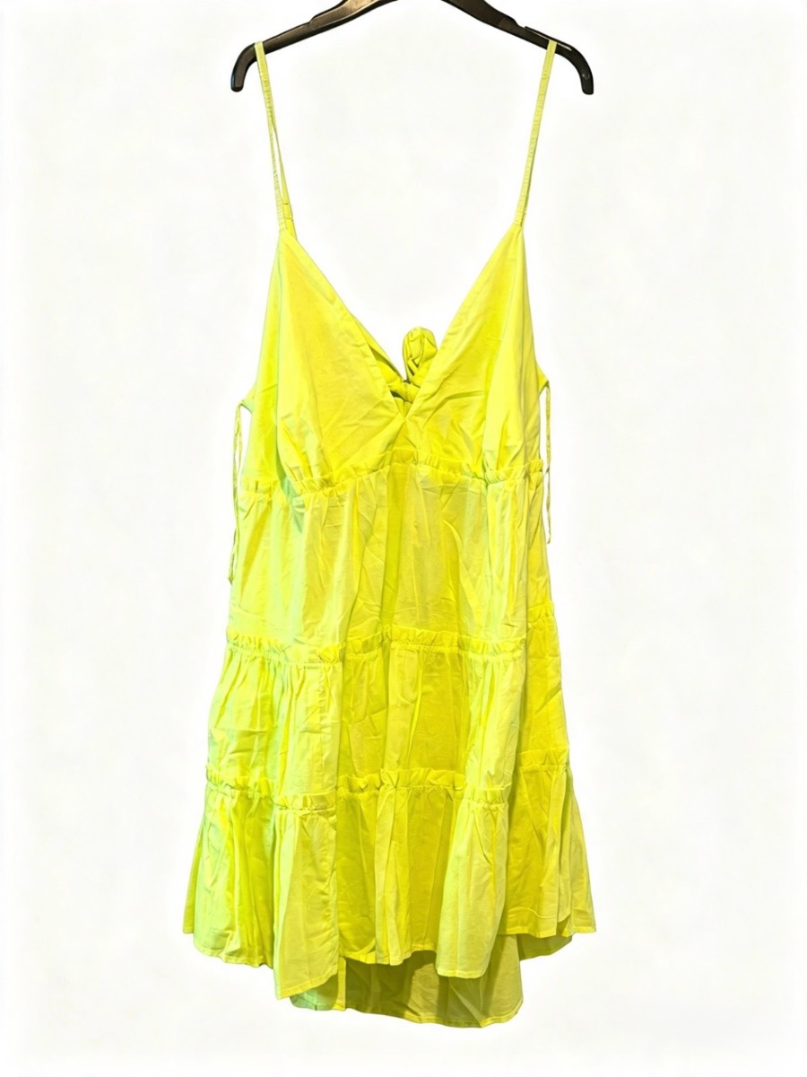 New river island yellow neon backless dress