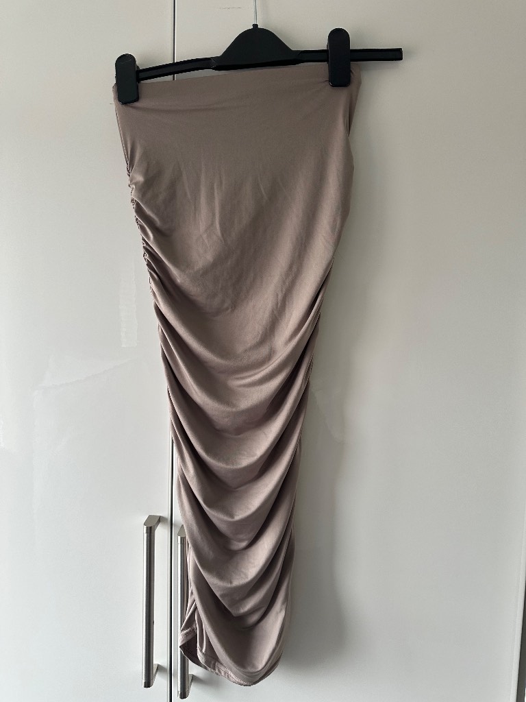 New look grey runched midi skirt size 8